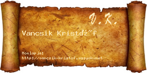 Vancsik Kristóf névjegykártya